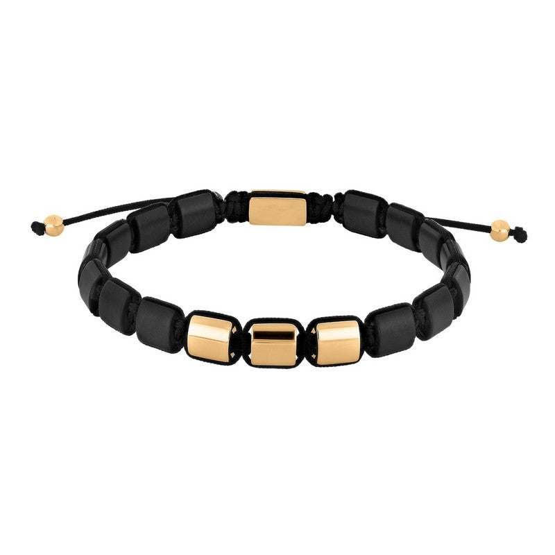 Son of Noa herrearmbånd i forgyldt stål med sorte onyx 19–25 cm